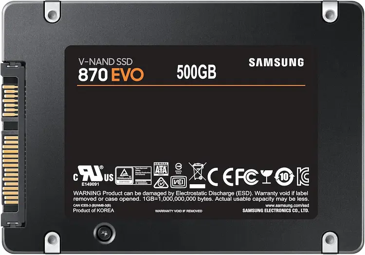 SSD SATA Samsung 870 EVO 500 Go pour PC portable et ordinateur de bureau