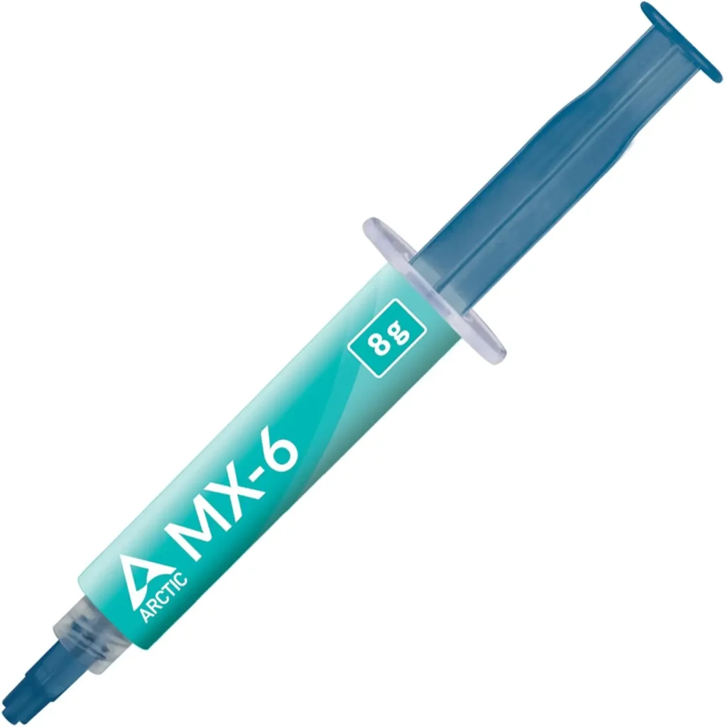 Seringue de pâte thermique Arctic MX-6 utilisée pour améliorer le refroidissement d’un processeur