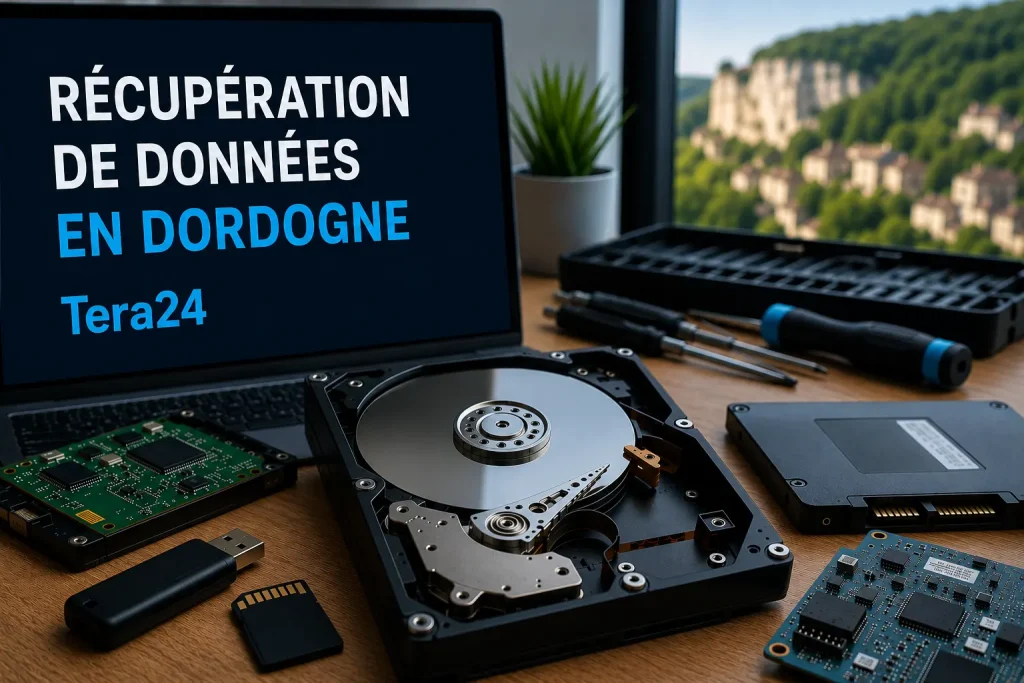Récupération de données sur disque dur et SSD en Dordogne par Tera24