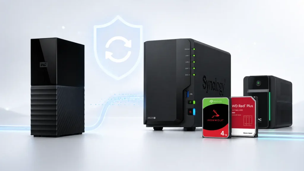 NAS Synology, disque dur externe, disques NAS et onduleur pour sauvegarder ses données