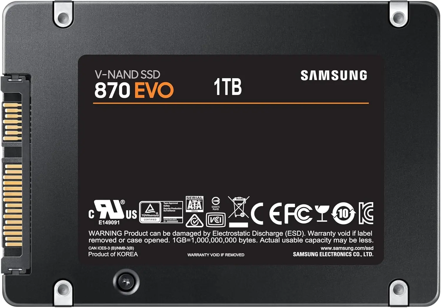 Samsung 870 EVO 1to SSD shown on a white background