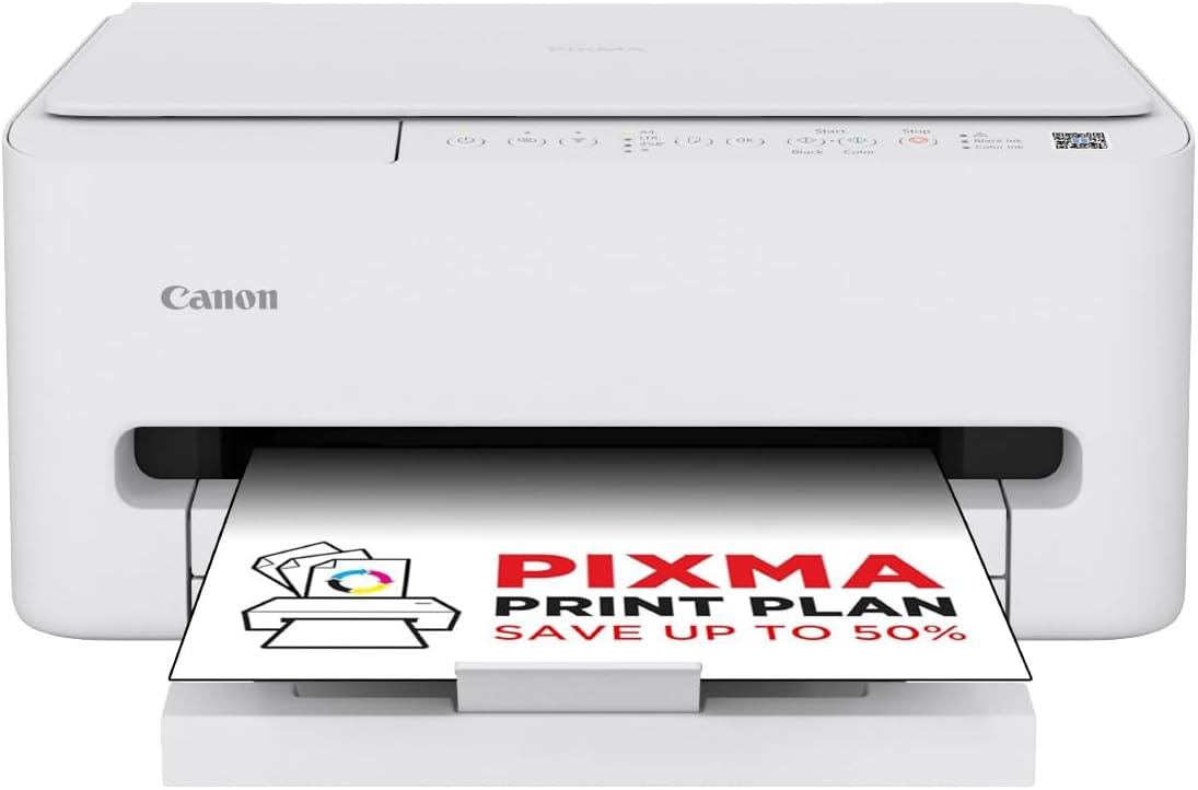 Imprimante multifonction blanche Canon PIXMA TS4150i vue de face