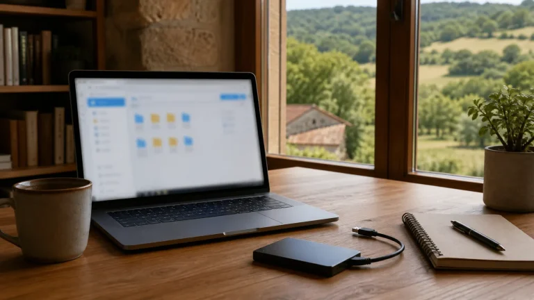 Laptop, generic cloud folder and external drive used to verify a OneDrive backup