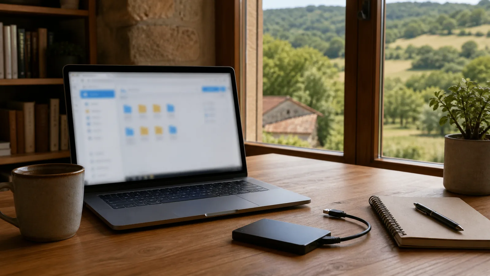 Laptop, generic cloud folder and external drive used to verify a OneDrive backup