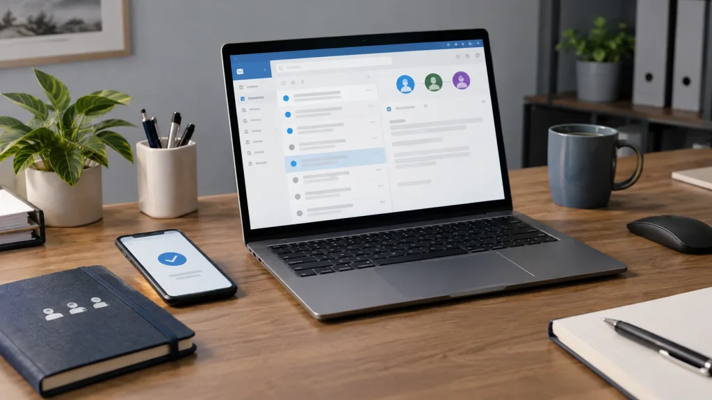 Shared inbox with three named-access avatars and mobile validation