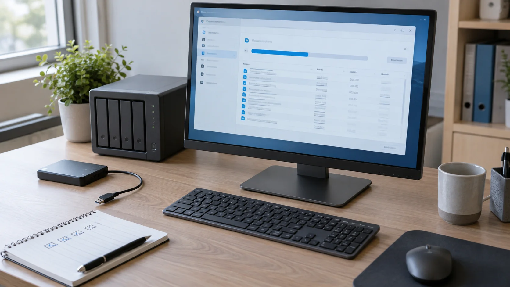 Test de restauration sur un ordinateur avec NAS et disque externe débranché